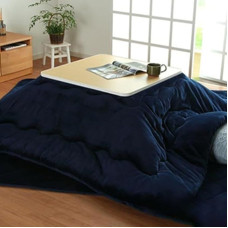 Kotatsu stalas, Kotatsu šildomasis stalas, 4 dalių rinkinys, šildymas svetainėje žiemą, kvadratinis Kotatsu stalas svetainėje, mėlynas - 80 x 80 x 45 cm, mėlynas - 80 x 80 x 45 cm, mėlynas - 80 x 80 x 45 cm