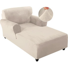 FantasDecor Velvet Chaise Lounge Cover Stretch Slipcover for Living Room Chaise Lounge Slipcover with Double Arm Chaise Lounge Cover for Bedroom Chaise Lounge Soft Plush Fabric Machine Washable