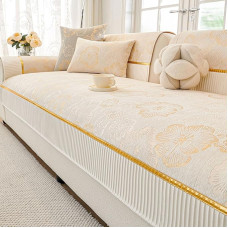 Couch Cover, Sofa Cover 1, 2, 3, 4 Seater, Chenille Sofa Cover, Scratch-Resistant Dog Cat Sofa Protector, Non-Slip Sofa Cover for U-Shape, L Shape Sectional Sofa (Beige, 70 x 180 cm)