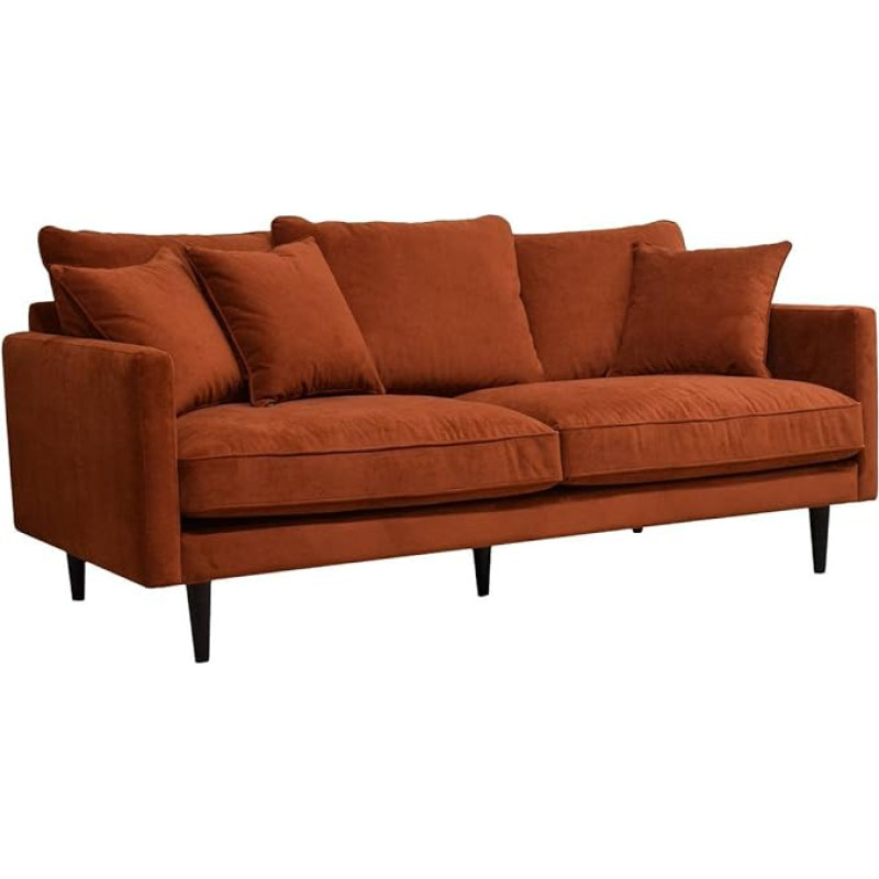 Atmosphera Candice 3-Seater Sofa Amber Orange Velvet Amber