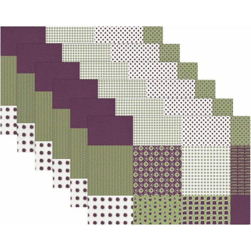 Stoff-Tischsets, waschbare Tischsets für Esstisch, 6er-Set, Patchwork Gitter Geometrie Vintage Modern