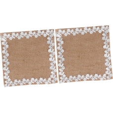 VICASKY 2 Stück Platzsets im Amerikanischen Stil Küchenmatten aus Jute mit Spitzenrand Beige Hitzebeständige Tischsets für Restaurant und Hochzeit