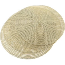 Housoutil 4 Stück Platzdeckchen aus Baumwolle mit Rutschfester und Hitzebeständiger Isoliermatte für Zuhause für Partys und Restaurants in Goldener Farbe
