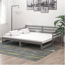 Homgoday Išskleidžiama dienos lova Sofa lova Sofa lova Dienos lova Sofa lova Dienos lova Sofa lova Svečių lova Medinė lova svetainei 2 x (90 x 200) cm Pilka pušies masyvo mediena