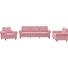 vidaXL Sofagarnitur 3-TLG., Sessel Couch mit Kissen, Sofa Wohnzimmersofa mit Armlehnen, Couchgarnitur Designsofa Sitzmöbel Polstermöbel, Rosa Samt