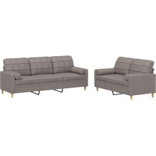 vidaXL Sofos komplektas, 2 dalių fotelis, sofa, svetainės sofa su porankiais, sofos komplektas, dizainerio sofa, sėdimieji baldai, minkšti baldai, Taupe audinys