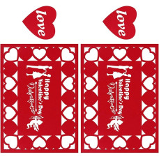 Ciieeo Valentinstag Tischsets Filz 4 Stück mit Untersetzern Dekorative Tischmatten Hitzebeständig und Robust für Esstisch Dekoration