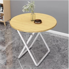 Tragbarer, runder Klapptisch mit Metallhalterung und Marmor-Tischplatte, idealus Balkon, Küche oder Couchtisch (dydis: 60 cm, spalva: 1)