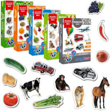 Magnetai vaikams, 110 dalių, dideli magnetai su zoologijos sodu, ūkiu, daržovėmis, vaisiais ir transporto priemonėmis, rinkinys 5 in 1, Montessori mokymosi žaislas klasei ir namams, dovana vaikams Magdum