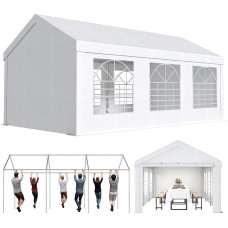 JUMMICO Gazebo Party Tent 3 x 6 Waterproof Stable PE Tarpaulin 450 N 170 g Garden Tent UV Protection 50+ Tent Marquee Beer Tent Garden Gazebo for Garden, Party, Festival, Wedding, White