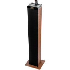 GOgroove Bluetooth Tower Speaker with Integrated Subwoofer - Floor Speaker with Bass and Dual Drivers, 120 W Peak Power, MP3, 3.5 mm AUX, USB 2.0 for USB Stick, FM Radio (Brown)