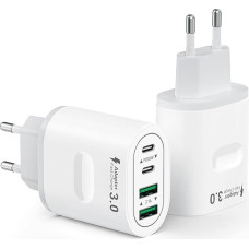 2 pakuotės USB C kištukas, 4 prievadų USB įkroviklis, daugkartinis maitinimo šaltinis, daugkartinis kištukas, 60 W maitinimo adapteris PD 3.0, greitasis įkroviklis, USBC maitinimo šaltinis, skirtas iPhone 16 15 14 14 13 12 11 Pro Max, iPad, Samsung, mobil