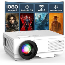 AKATUO Smart Bluetooth Projektor Full HD 1080P Tragbarer Outdoor Filmprojektor für Android, Windows, Kompatibel mit TV Stick/HDMI/Smartphone