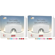 BRUBAKER 40er Pack Baumkerzen Wachs - Weihnachtskerzen Pyramidenkerzen Christbaumkerzen - Weiß