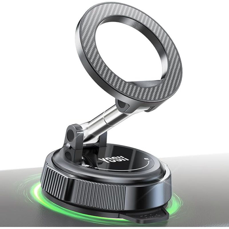 YOSH für Magsafe Autohalterung, Vakuum Handyhalterung Auto Magnet mit 300N Vakuum-Saugnapf & 22×N56 Magneten, Magnetinė rankinė apsauga su 360° ilgio rankena, pilka