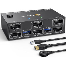 8K@30Hz 4K@144Hz KVM jungiklis 2 kompiuteriams 2 monitoriams, 