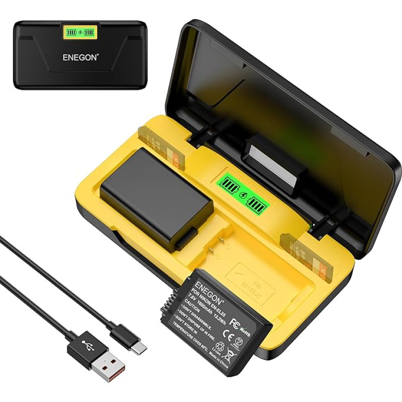 ENEGON EN-EL25 20W dvigubo akumuliatoriaus greitojo įkroviklio rinkinys (2 x 1600 mAh) Nikon Z50, Z30, Z FC, Nikon MH-32 skaitmeninis fotoaparatas