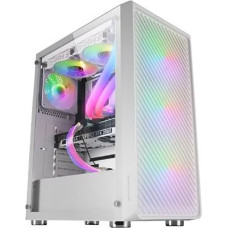 Mars Gaming MC-F White ATX Gaming Mid-Tower, Fully Coated Glass Window, Metal Mesh Front, 4 x 120 mm ARGB Fans