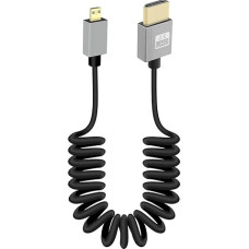GELRHONR 4K mikro ir HDTV suvyniotas kabelis, 18Gbps 4K@60Hz mikro vyriškos ir vyriškos lyties HDTV2.0 suvyniotas kabelis, skirtas fotoaparatams, vaizdo įrašymo plokštėms (tiesus)