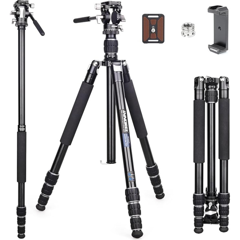 INNOREL RT45A+H10 Profesionalus fotoaparato trikojis 6061 aliuminio lydinio kompaktiškas nešiojamas DSLR fotoaparato vaizdo kameros fotoaparato stovas su 