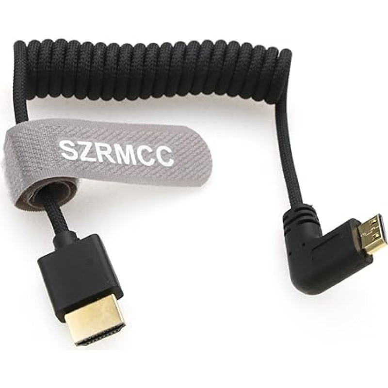 SZRMCC 8K 2.1 HDMI į mini HDMI dešiniuoju kampu itin didelės spartos pintas kabelis, skirtas 