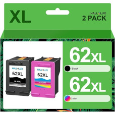 HALLOLUX 62 spausdintuvo kasetės 62 XL daugiapakopės rašalo kasetės, suderinamos su HP 62XL juodos ir spalvotos spalvos kasetėmis, skirtomis 