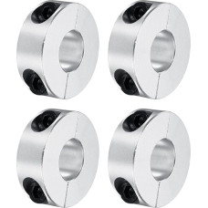 sourcing map 4 x 1.5cm Bore Double Split Aluminum Shaft Gaiter with Set Screw