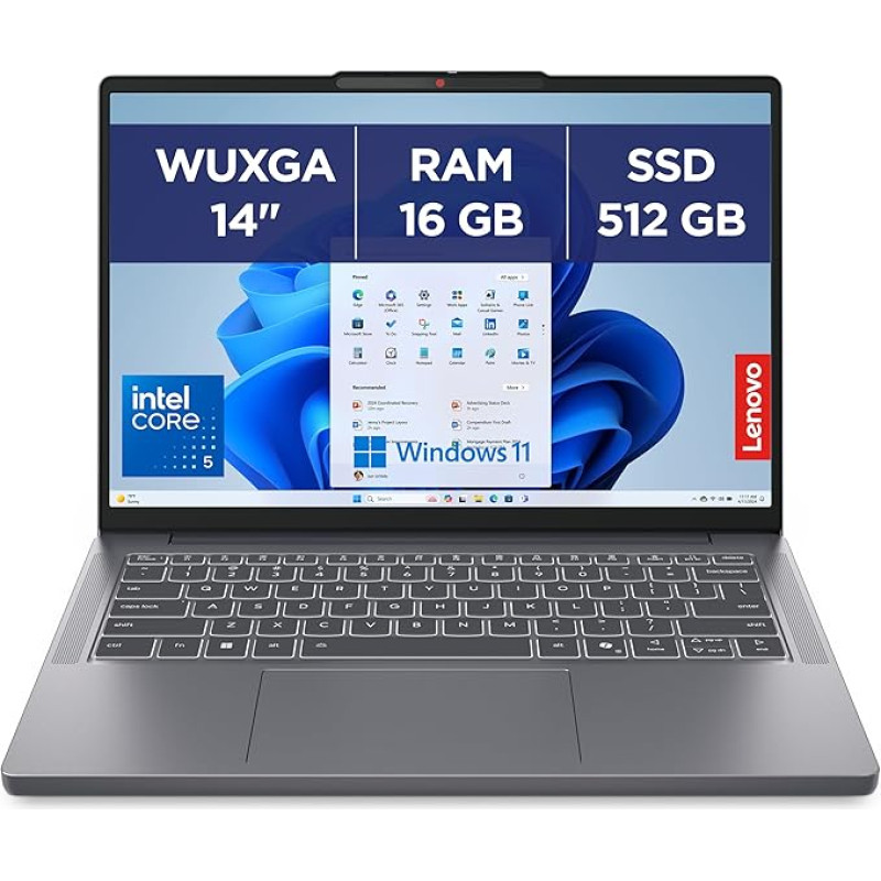 Lenovo IdeaPad Slim 3 14IRH10R - Nešiojamasis kompiuteris 14 colių WUXGA (Intel Core 5 210H, RAM 16GB, SSD 512GB, Intel UHD Graphics, Windows 11 Home), prancūziška AZERTY klaviatūra - pilka