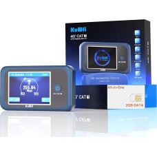 KuWFi 4G+ Mobile WLAN Router with SIM Card, LTE Cat7 up to 300 Mbps, Global 4G Router with Band Locking, AC1200 Dual Band, Portable Hotspot for Outdoor Travel/Business/Camping, 3000 mAh Battery, USB-C