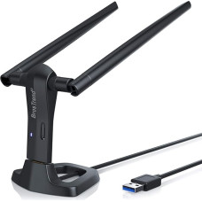 BrosTrend 1200 Mbps USB WLAN atmintinė Linux Kali, Ubuntu, Mint, Debian, Lubuntu, Xubuntu, Mate, LMDE, Zorin, PureOS, Raspberry Pi 2+, Windows 11, 5GHz+ 2.4GHz, 2 x 5dBi Wi-Fi antenos, USB3.0