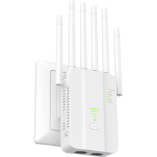 WLAN stiprintuvas, 1200 Mbit/s WLAN kartotuvas, 6 antenos, dviejų dažnių 5GHz + 2,4GHz, WiFi stiprintuvas su LAN Ethernet jungtimi, interneto stiprintuvas su visais įrenginiais, WiFi diapazono ilgintuvas su LAN/WAN prievadu