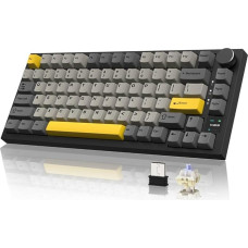 A.JAZZ AK820PRO belaidė mechaninė klaviatūra, 2,4 GHz/BT5.0/USB-C, 75 % išdėstymas, 81 klavišas su TFT spalvotu ekranu ir CNC mygtuku, RGB apšvietimas, 