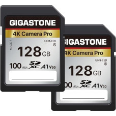 GIGASTONE 128GB SDXC atminties kortelė 2 pakuotės 4K Camera Pro iki 100MB/s, skirta Canon Olympus skaitmeniniam fotoaparatui A1 V30 UHS-I U3 10 klasės