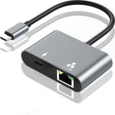 2.5Gb USB C eterneto adapteris 100W PD, skirtas PC MacBook Pro/Air iPad (Thunderbolt 3/4/5), aliumininis USB LAN adapteris RJ45 tinklo adapteris, suderinamas su Windows Mac OS iOS Linux, ChromeOS
