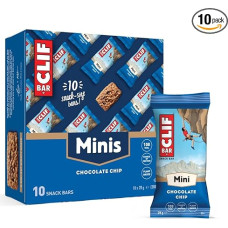 CLIF BAR Minis užkandžių batonėlis su šokolado drožlėmis ir 4 g augalinių baltymų 10 x 28 g