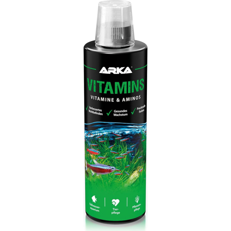 Vitamins Fish Freshwater 473 ml - Aminorūgščių ir multivitaminų priedas imuninei sistemai, gyvybingumui ir spalvoms - biologiškai prieinamas, be fosfatų - ARKA Vitamins