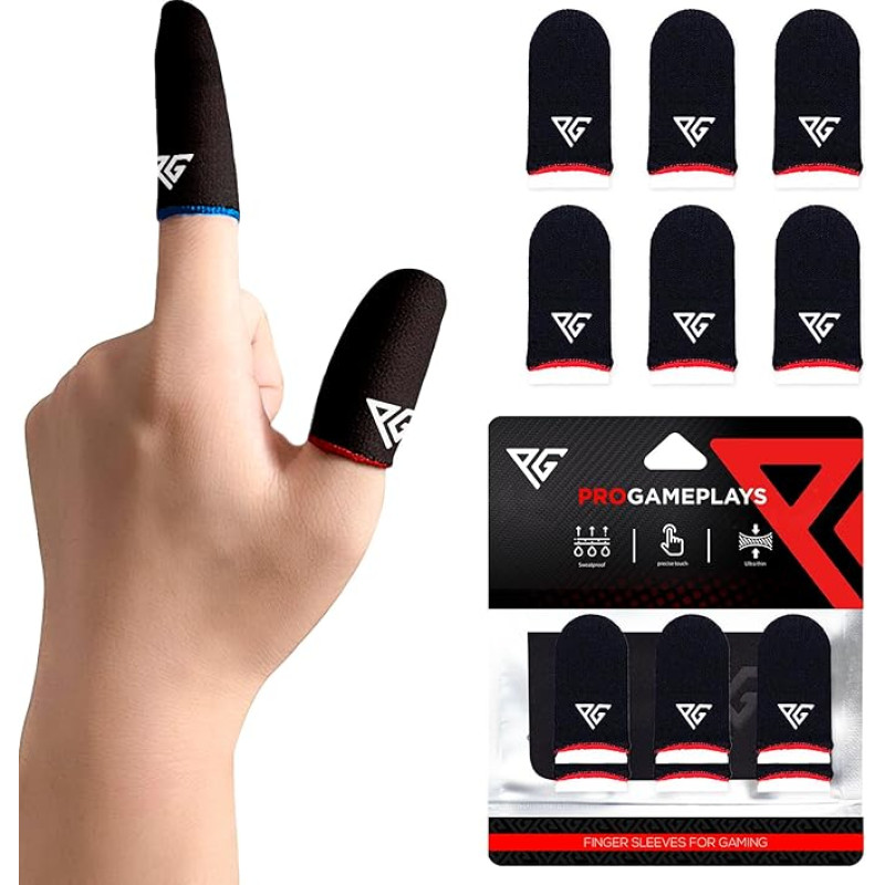 Progameplays Small Gauntlets Game Phone Pubg Cod Mobile Sweatproof Gaming Phone Compatible High Sensitive Gloves (Black and Red)
