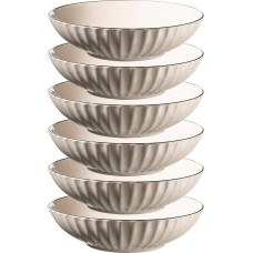 MÄSER OSITA Series Soup Plate for 6 People Made of High-Quality Ceramic, Deep Plate Set, Retro Design, Stoneware, White