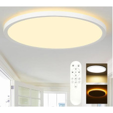 LED lubų šviestuvas 32 W apvalus plokščias lubų šviestuvas su nuotolinio valdymo pulteliu, 2700 K - 6500 K 3520 LM paprastas šviestuvas su 2000 K naktine šviesa Plonas lubų šviestuvas miegamajam, svetainei, virtuvei, biurui 400 x 25 mm
