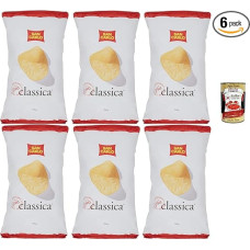San Carlo Classica Potato Chips Family Pack 6 x 300 g, Extra Crispy Italian Chips with Salt for Snack, Party & Aperitivo + Italian Gourmet Polpa
