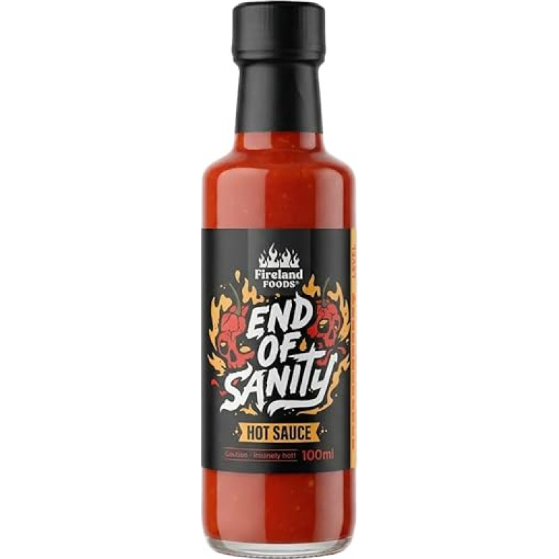 „Fireland Foods“ – „End of Sanity“ padažas – aštrus padažas su „Carolina Reaper“ čili – aštrus padažas be ekstraktų – 100 ml