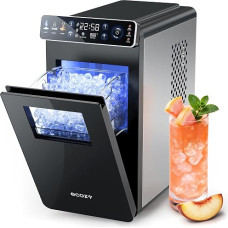 „ecozy“ mažas ledo kubelių gaminimo aparatas, nešiojamas ir kompaktiškas, su spalvotu ekranu, 24 valandų laikmačiu, 12 kg per 24 valandas, ledo kubeliai pagaminami per 6 minutes, 2 ledo kubelių dydžiai, savaime valomas ledo gaminimo aparatas, idealiai tin