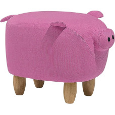 „Beliani“ žaismingas rožinis suoliukas „Playful Pig“ – vaikams skirtas suoliukas su gyvūnėlių motyvu „Piggy“