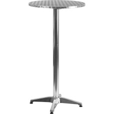 „Flash Furniture“ apvalus sulankstomas metalinis baro stalas iš aliuminio, skirtas naudoti patalpose ir lauke, 59 x 59 x 114,3 cm (plotis x gylis x aukštis)