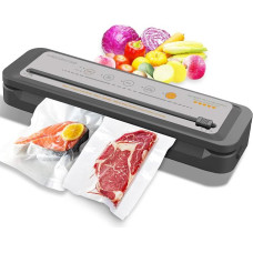 MegaWise Vacuum Sealer - Powerful 80kPa Suction Power, Integrated Cutter, One Button Operation, Includes 10 BPA Free Bags, Dry and Wet Mode, Keeps Food Fresh 5x Longer