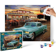 Schipper 609130877 „Paint by Numbers“ – „American Diner“ – tapybos rinkinys suaugusiems, komplekte yra teptukas ir akriliniai dažai, 40 x 50 cm