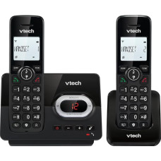 VTech CS2051 Cordless Phone with Answering Machine and 2 Handsets, ECO+ Mode, Senior Phone, Landline, Call Blocking, Hands-Free Function, Large Buttons, 1 Line Display, Black