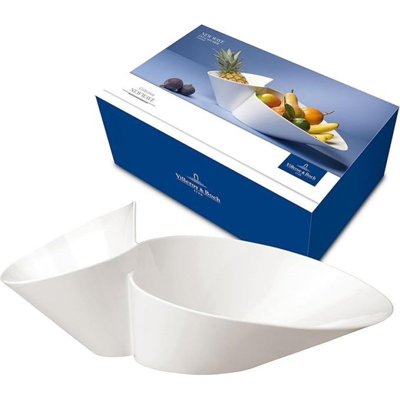Villeroy and Boch - Newwave Eye-Catcher double shell, 49 x 27 cm, premium porcelain, dishwasher, microwave suitable, white