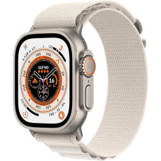 „Apple Watch Ultra“ titano korpusas, GPS + mobilusis ryšys, 49 mm, „Loop Alpine Starlight“ dirželis, dydis S