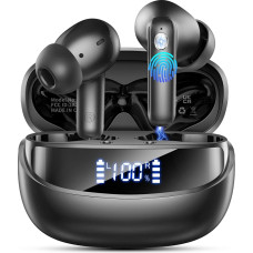 „Bluetooth“ ausinės, „2026“ belaidės „Bluetooth 5.4“ Hi-Fi stereo ausinės, 56 valandų grojimo trukmės ausinės su 6 ENC triukšmo slopinimo mikrofonais, IP7 atsparumo vandeniui belaidės ausinės, ausinės su LED indikatoriais